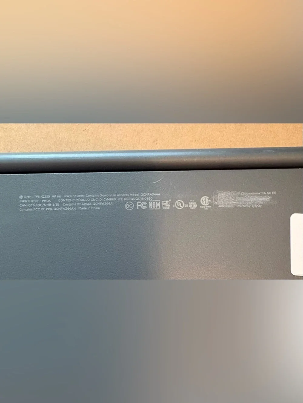 HP Chromebook 11a G6 EE (WiFi) Laptop in Matte Black with Chrome Accent.